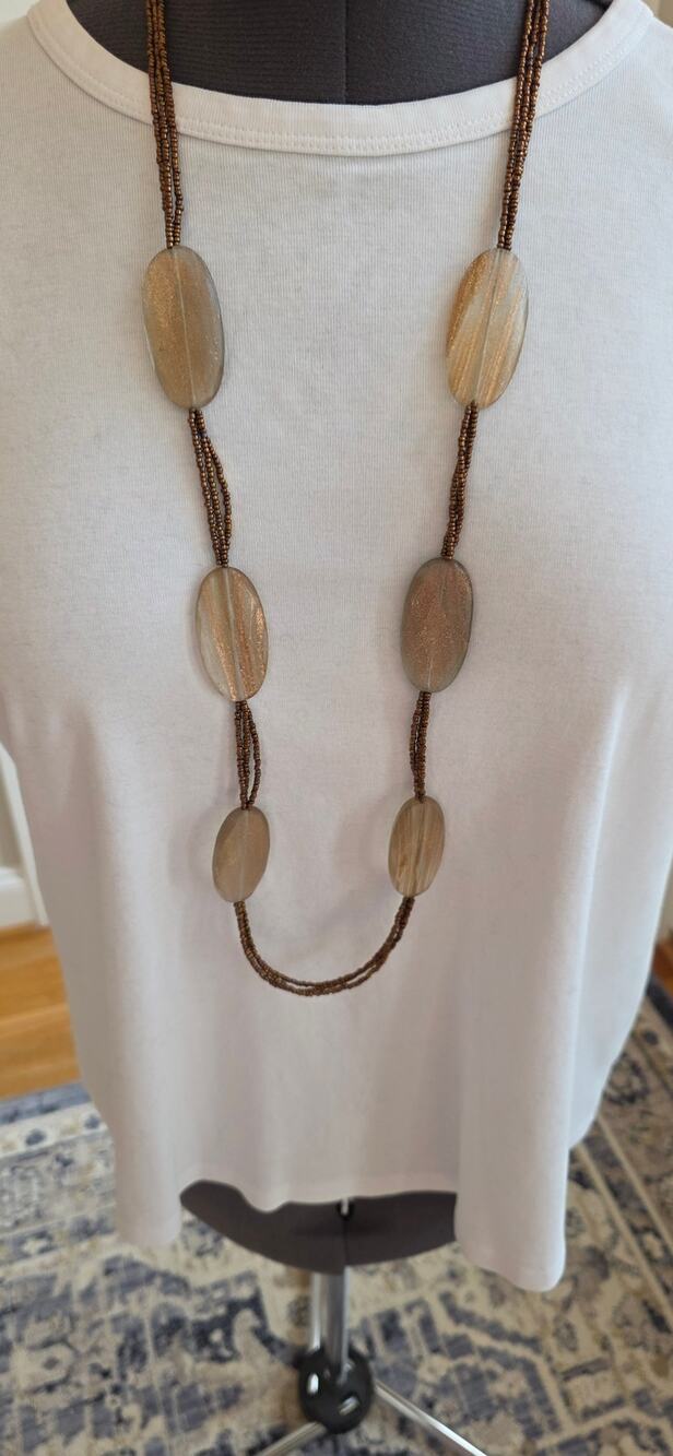 Chico's Boho Copper Flakes Statement Necklace